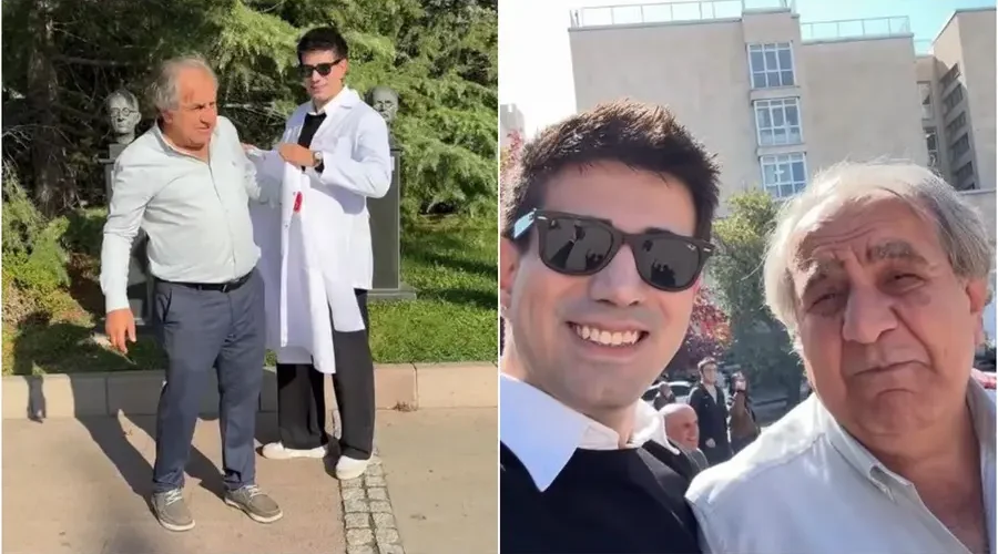 60 Yaşında Hacettepe Tıp’a Dönen Yaşar Kadir Türkan’ın Beyaz Önlüğünü Doktor Oğlu Giydirdi